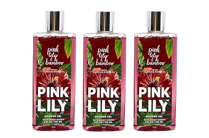 Bath and Body Works Pink Lily &amp Bamboo 3 Pack Shower Gel Gift Set - 8 fl oz / 236 mL each