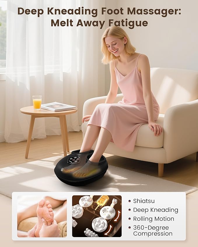 COMFIER Shiatsu Foot Massager with Heat Electric Foot Massager for NeuropathyRolling CompressionPlantar Fasciitis ReliefExtra Large Foot Up to Size 14