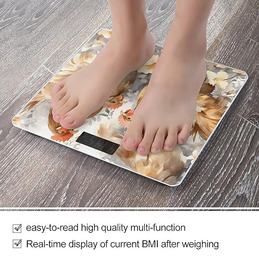 Chicken Duck Bathroom Scale Large LCD Backlight Display Digital Scale Rounded Corners Body Scales Automatic Power On/Off Bathroom Scales for Home Bedrooms