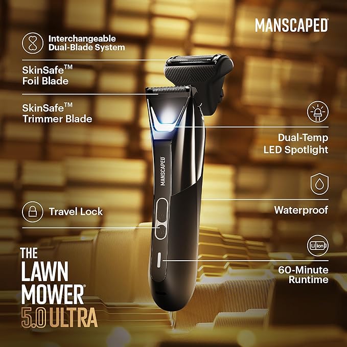 MANSCAPED® The Dome Shaver™ PRO The Lawn Mower® 5.0 Ultra Weed Whacker® 2.0 The Shed 2.0 - SkinSafe® Head Groin Ears Nose Body &amp Balls Trimmers &amp Shavers for Men USB-C Rechargeable