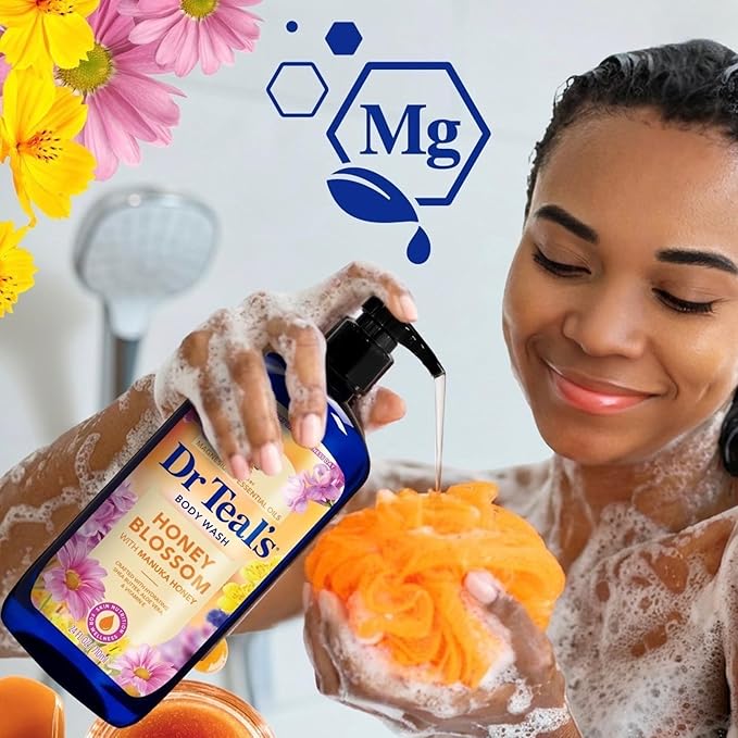 Dr Teal's Honey Blossom Body Wash with Manuka Honey Magnesium and Essential Oils Limited Edition 24 FL OZ 2 Pack