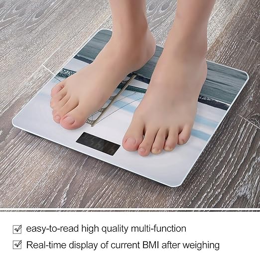 Mackinac Suspension Bridge Weight ScaleClear LED Display Bathroom Digital Weighing ScaleTempered Glass Digital Bathroom Scale for Body Weight Capacity Up to 400 Lbs