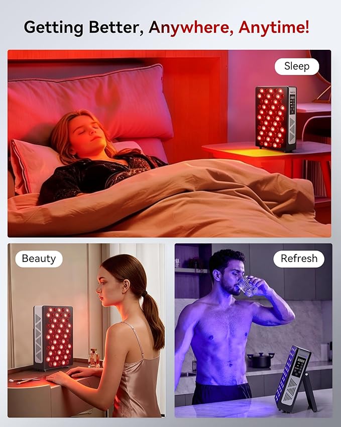 Red Light Therapy for Body Face 3+4 Chips 7 Wavements 460nm-880nm Red Light Panel with 4 Modes Dimmable &amp Timer Blue Lights Infrared Light Therapy for Home Office Gym Elite 60 LEDs