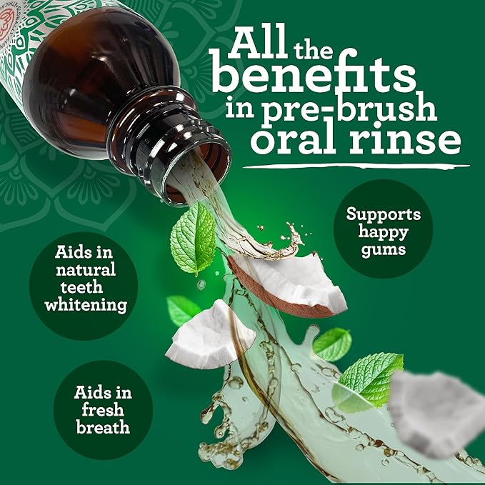 GuruNanda Whitening &amp Fresh Breath Bundle – 7-Day Whitening Strips Hydroxyapatite Toothpaste &amp Starter Pulling Oil Mouthwash 8oz for a Brighter Smile &amp Happier Gums
