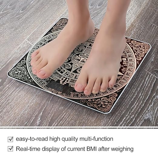 Mayan Calendar End of The World Weight Scale Large Bathroom Scales Digital Weight with Bright LED Display Non Slip Automatic Weighing Scale Fashion Weighing Machine for Body