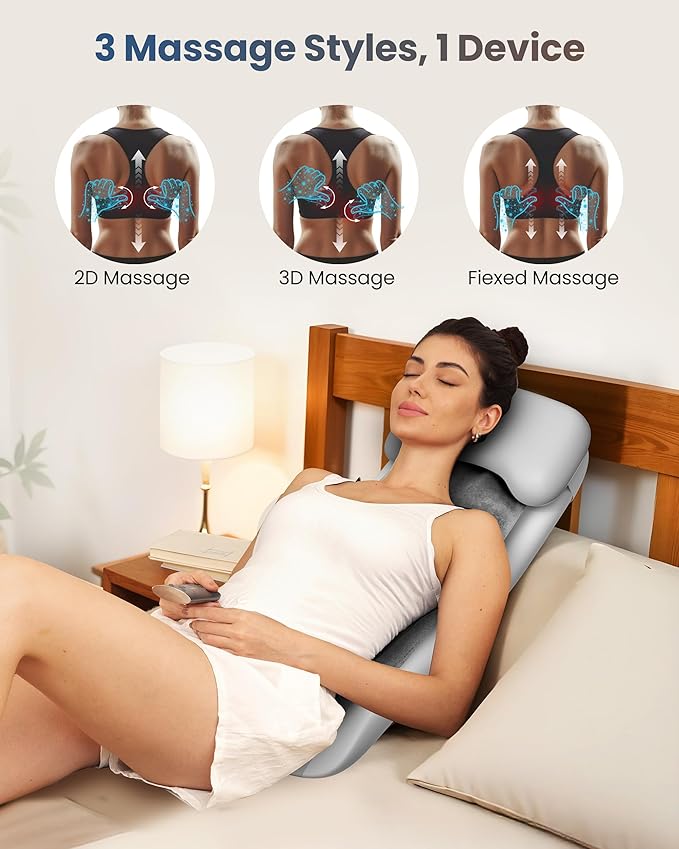 COMFIER Cordless Back Massage Chair Pad with Multi Functions 2D/3D/Mix Shiatsu Neck and Back Massager with Heat Chair Massager for Home Office Indoor/Outdoor Use