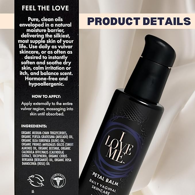 Petal Balm Daily Vaginal Skincare - Vulva Balm for Vaginal Dryness &amp Itching - Clinically Tested Natural Vaginal Moisturizer for Sensitive Vulvar Skin - Intimate Feminine Care - 2fl Oz (Pack of 2)