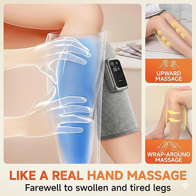 Cordless Leg Massager with Heat and Air Compression Rechargeable Calf Massager for Daily Relaxation 3 Modes &amp Intensities Gifts for Men Women Athletes &amp Seniors (2 Pack)