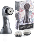 MetroMan Round Tip Facial Cleansing Brush - Waterproof USB Exfoliator - Bi-Directional Rotation - Deep Cleaning Scrubber Brush - Rechargeable Exfoliating Brush - Use with Cleanser (3 Brush Heads)