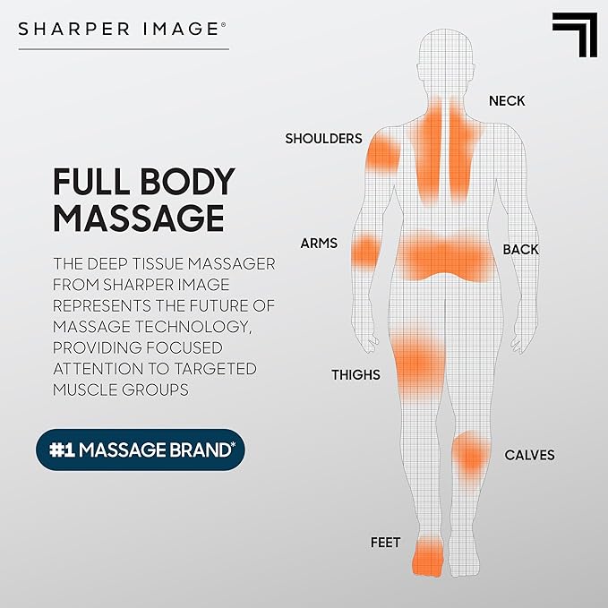 Sharper Image Deep Tissue Percussion Massage Gun Powerboost Rechargeable Handheld Massager 6 Adjustable Speeds 5 Attachment Heads &amp Carrying Case Full Body Muscle Pain Relief Black