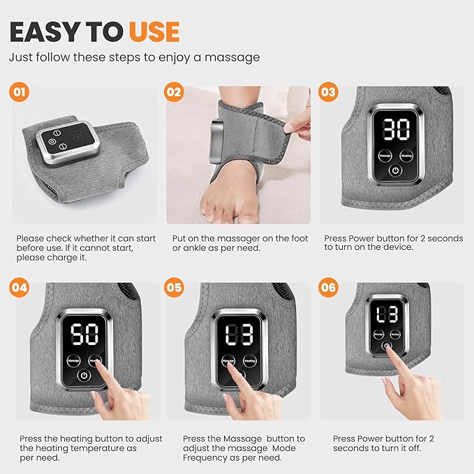 YAZHI Foot Massager 2-in-1 Warming Wrap – Relax &amp Renew Foot &amp Ankle Massager with 3 Modes &amp 4 Heat Levels Portable for Home or Travel 2pack