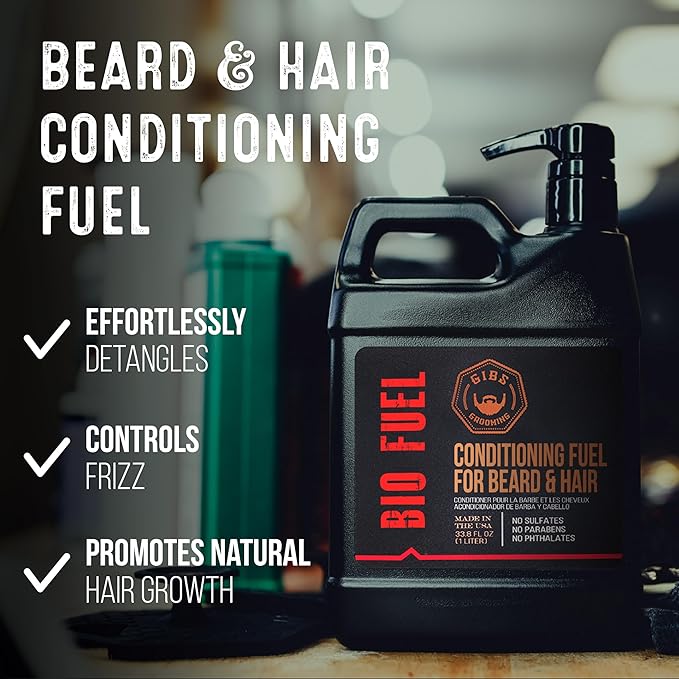 GIBS BioFuel Hair Conditioner For Men - Beard &amp Hair Conditioner Moisturizing Liter 33.8 Fl Oz (Pack of 1)