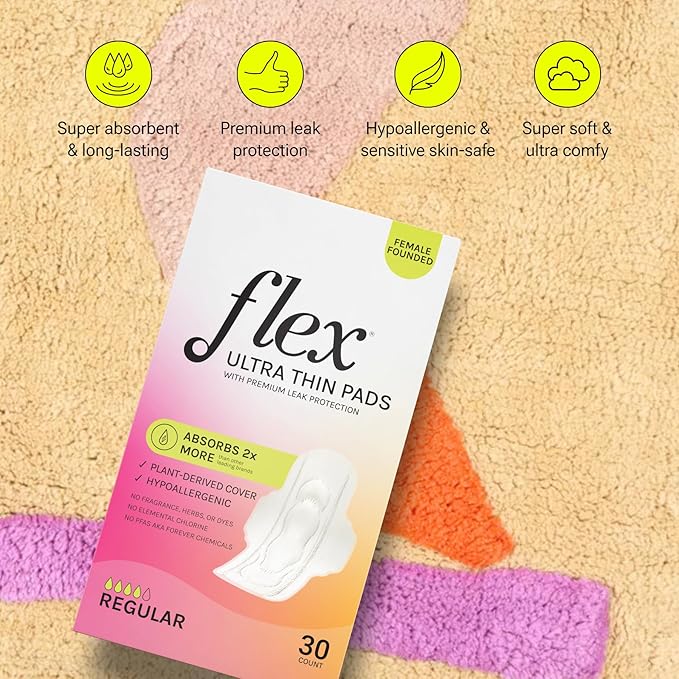 Flex Reusable Disc &amp Flex Ultra Thin Pads (30 Count) Bundle | Beginner-Friendly Tampon Alternative | Helps Fight Odor | Disc Capacity of 6 Super Tampons