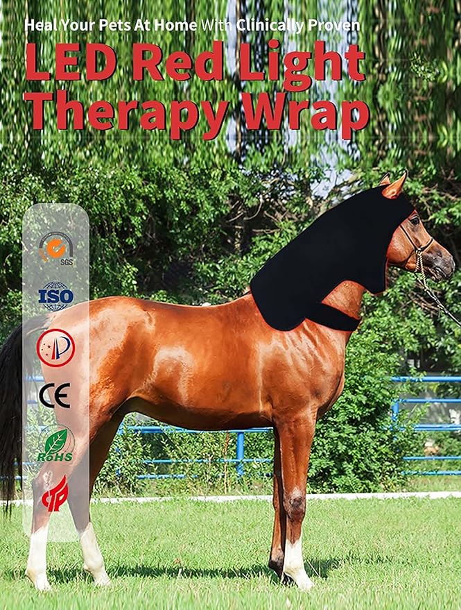 Wearable Red Light Therapy for Horses Head 3in1 Diode Led Red Light Therapy Horses Head Equipment 850nm+660nm for Horse Head/Neck Deep Light Therapy