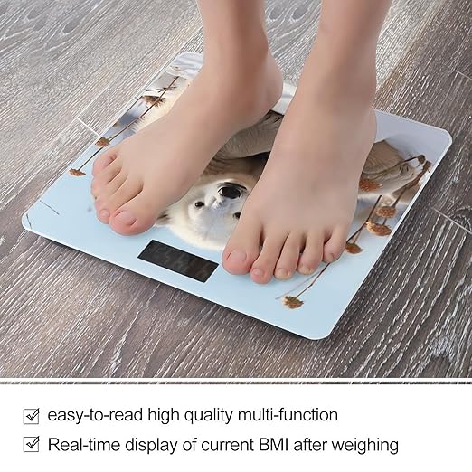 Cute Polar Bear Animals Bathroom Scale Rounded Smart Scale for Body Weight Automatic Power On/Off Weight Scales Accurate Bathroom Digital Scales for Pet Home Bedroom Kitchen
