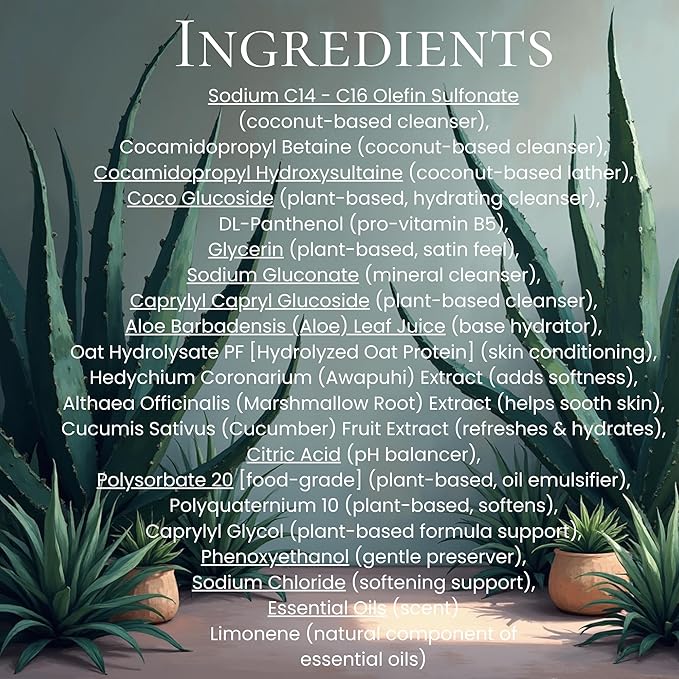 Rustic Strength Nourish Botanicals Aloe Vera Body Wash Cottage Garden 16 oz
