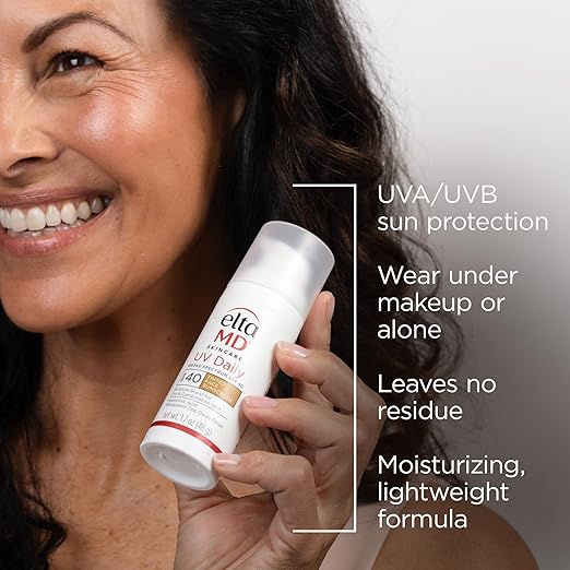 EltaMD UV Daily Face Sunscreen with Transparent Zinc Oxide and Hyaluronic Acid Moisturizes and Protects Great for Dry Combination and Normal Skin