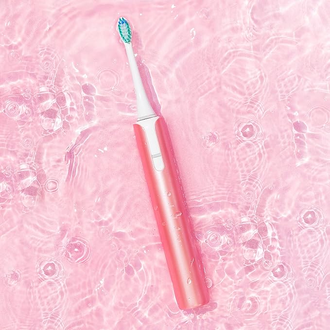 Soniclean Lux Sonic Toothbrush for Adults with 6 Toothbrush Heads Rechargeable Automatic Sonic with Refills Rose Gold