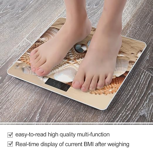 Seashells Starfish Bathroom ScaleHighly Accurate Digital Weighing Machine for People Bright LED Display Weight Scale for The Aldult Home Use