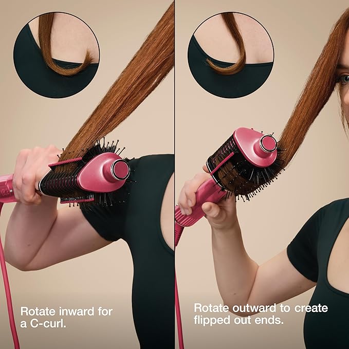 Shark Glossi 2-in-1 Hot Tool and Air Glosser | Ultra-Fast Ultra-Glossy Blowouts at-Home | Heat-Controlled Ceramic Curly Coily and Color Friendly | Raspberry | HT302BP