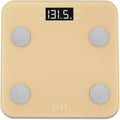 ELLE Digital Body Weight Scale with BMI Analyzer and 7 Fitness Indicators Gold LCD Display 400 lbs Capacity Tempered Glass Platform