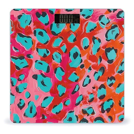 Digital Bathroom Scale for Body Weight Scale with Bright LCD Display High Accuracy Step-On Technology Auto On/Off Leopard Spot Pattern Digital Scales 400 Lbs /180kg