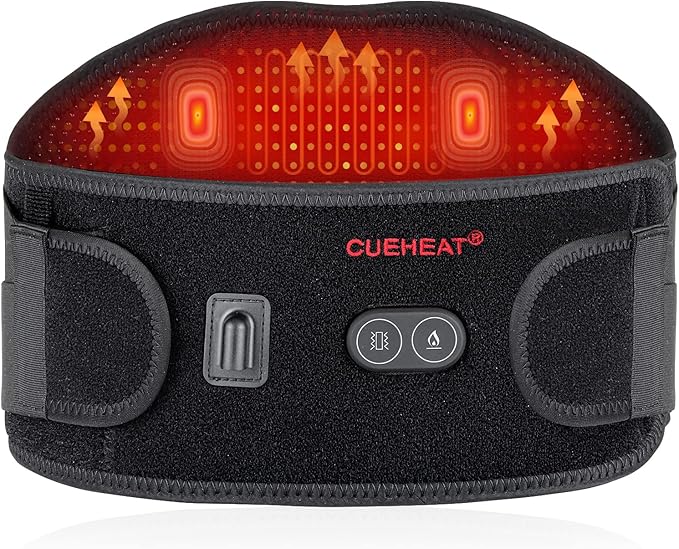 CUEHEAT Heated Waist Belt Cordless Back and Belly Heating Massage Electric Rechargeable Battery Powered