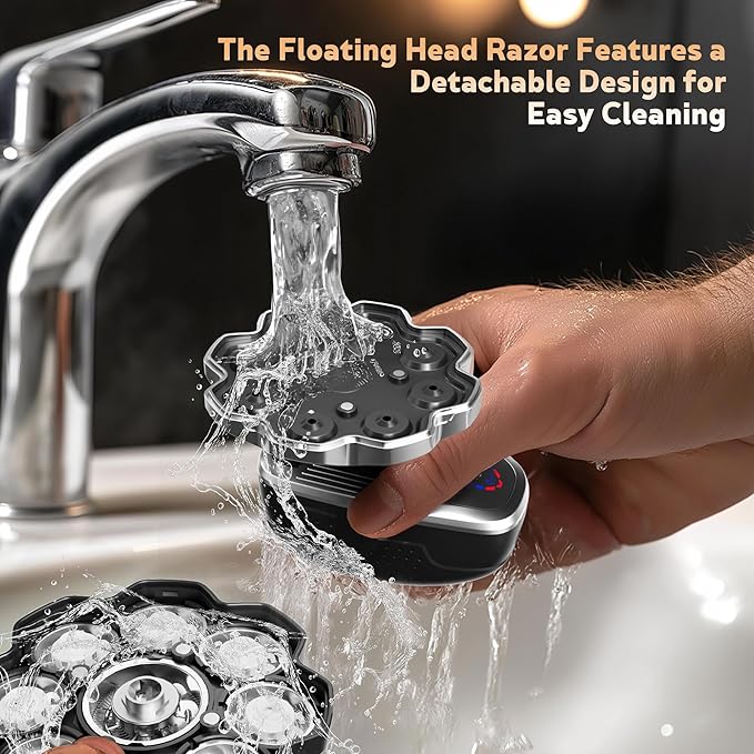 Electric Razor for MenHead Shavers for Bald MenElectric Shavers for Men with Wet &amp Dry Bald Head Shaver 9D Floating 5-in-1 Body Shavers Comes with Magnetic Detachable Blades
