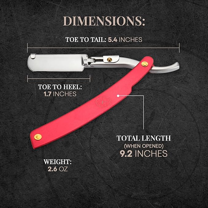Best Shavette Straight Razor - Replaceable Blade Straight Razor Metal Handle Shavette No Stropping or Honing Needed Great For Beginners Starter Blade Hygienic Close Shave Leather Case