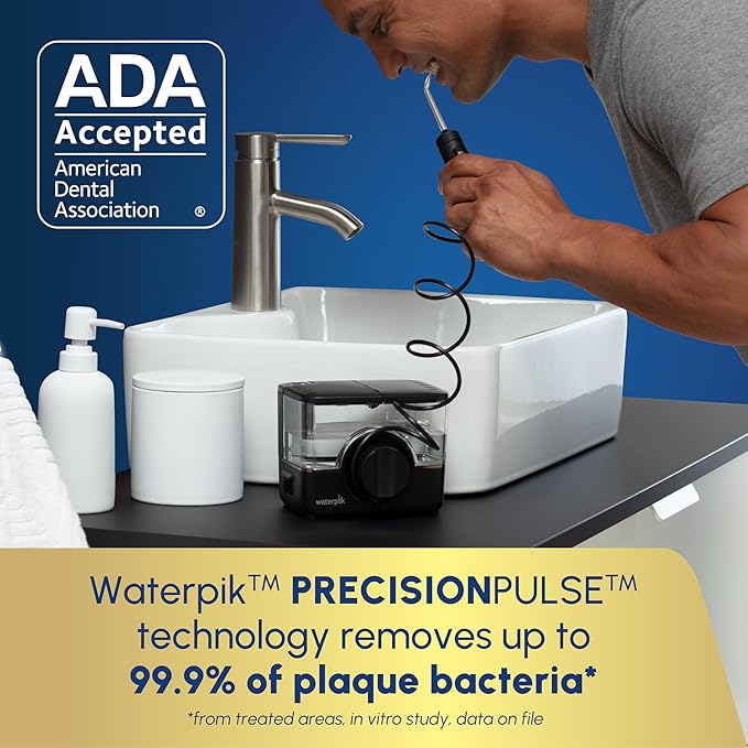 Waterpik ION Professional Water Flosser Rechargeable and Portable for Teeth Gums Braces 10 Settings 7 Flossing Tips For Multiple Users And Needs ADA Accepted WF-12 Black Packaging May Vary