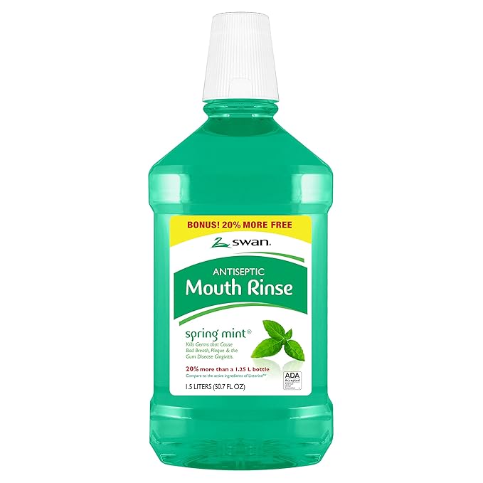 Swan Mouthwash Spring Mint 50.72 Fluid Ounce (Pack of 6)
