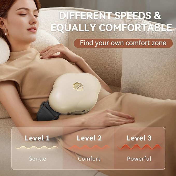 Abdominal Massager with Heat Stomach Massager for Digestion Belly Cellulite Massage for Flattening Belly Four Massage Discs Work in Sync Relieves Gas Constipation or Period Cramps