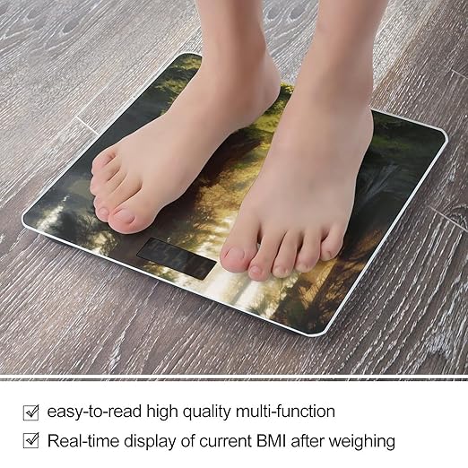 Morning Sunlight in Wilderness Bathroom Scale for Body Weight Bathroom Weighing Scale with Backlit LCD Display Highly Accurate Measures Weight Up to 180kg