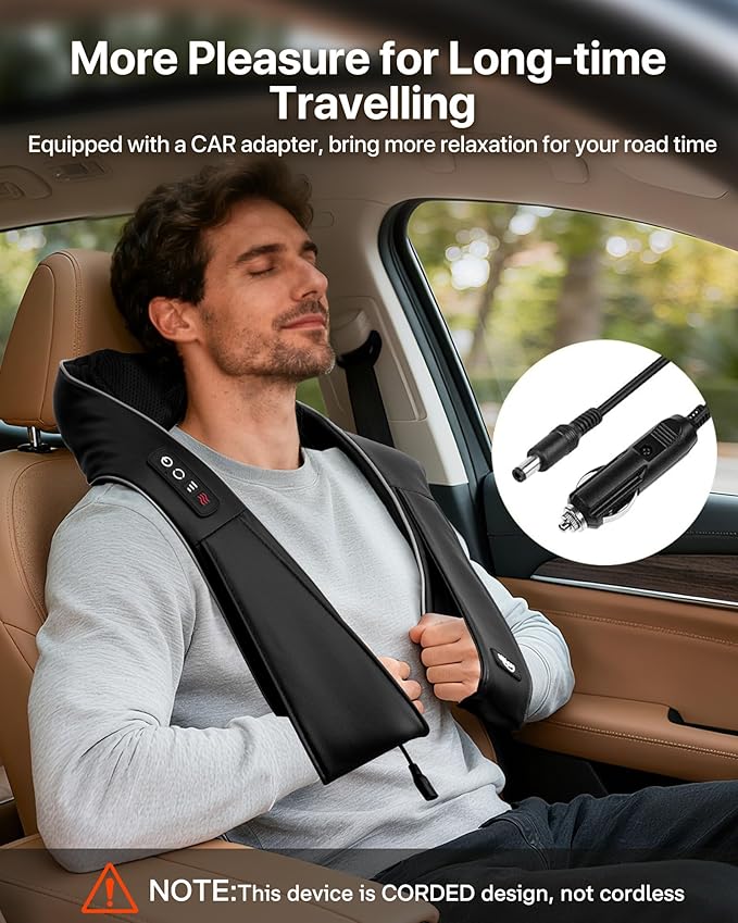 ALLJOY Shiatsu Neck and Back Massager with Heat Deep Tissue Kneading Electric Massager for Shoulder Lumbar and Leg Pain Relief Self-Care Wellness Gifts for Women Men Mom Dad