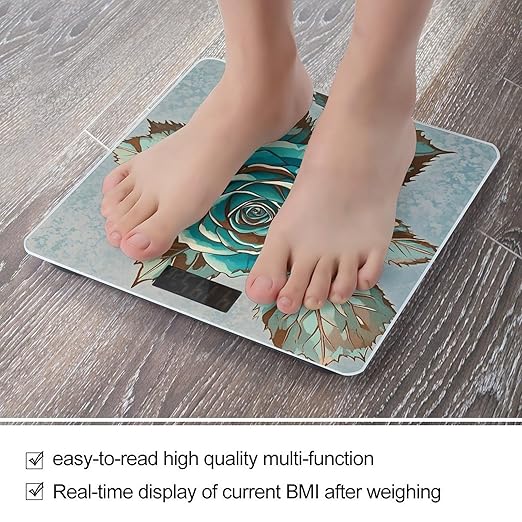 Brown Teal Turquoise Rose Scale for Body Weight Highly Accurate Digital Bathroom Body Scale Digital Bathroom Scales for People Anti-Slip Large LCD Display Smart Scales