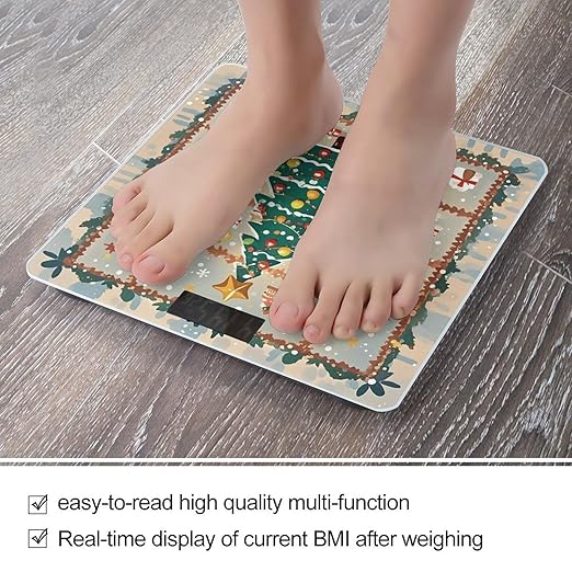 Christmas Tree Mat Smart Scale for Body Weight Accurate Bathroom Scale with LED Display Digital Weight Scales Weighing Machine High Precision Scales for Bath Home