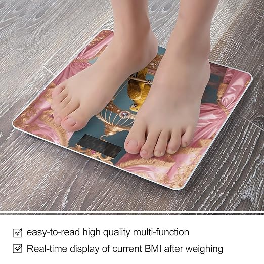 Golden Parrot in Cage Weight Scale Large Digital Bathroom Scales with Bright LED Display Non Slip Digital Scale and Step On Fashion Weighing Machine for Body