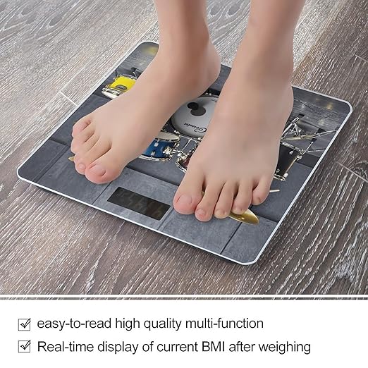 Cool Drum Set Bathroom Scale for Body Weight with High Precision Large LCD Backlight Display Digital Weighing Scale with BMI Capacity Up to 180kg