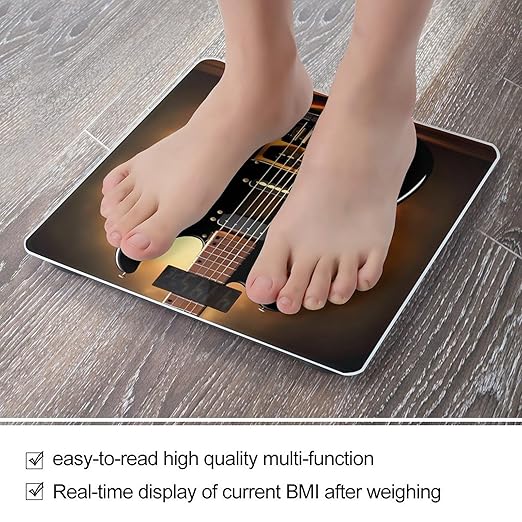 Instrumental Guitar Scale for Body Weight High Precision Digital Weight Scales with LCD Display Anti-Slip Sturdy Slim Tempered Glass Bathroom Scale for Home Use