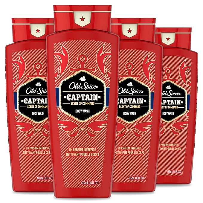 Old Spice Red Collection Captain Scent Body Wash for Men (Pack of 4) 16 Ounce
