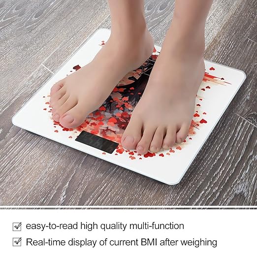 Heart Tree Bicycle Bathroom Scale for Body Weight Bathroom Weighing Scale with Backlit LCD Display Highly Accurate Measures Weight Up to 180kg