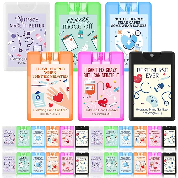 24 Pack Nurse Medical Assistants Gift Hand Sanitizer Spray Travel Size Mini Hand Sanitizer Pocket Spray Bulk for for Cna Rn Medical Assistant Nursing Student Essentials Nurse Week Appreciation Gift