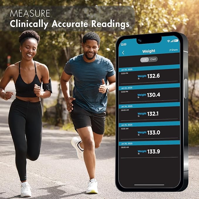 trackstar Black Digital Weight Scale | 440 lb Weight Capacity | trackstar Monitoring App | Bluetooth iOS &amp Android Compatible | Measure Track and Share Results