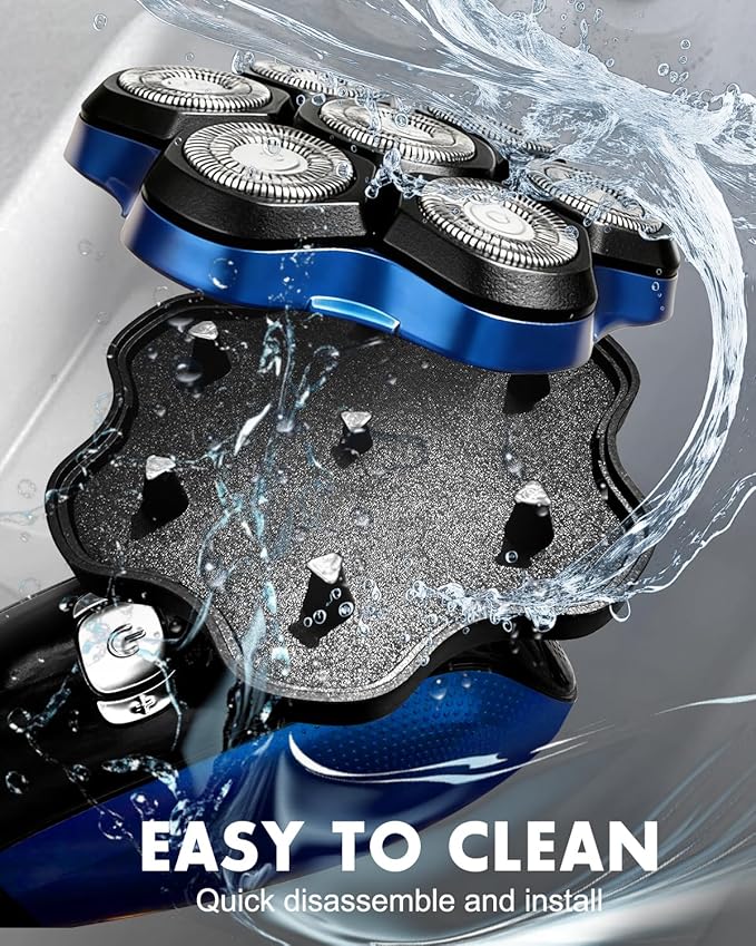 Head Shavers for Bald Men - Magnetic 7D Detachable Head Shaver 100% Waterproof Wet Dry Rechargeable Cordless Electric Razor Rotary Shavers with LED Display Fast Charging