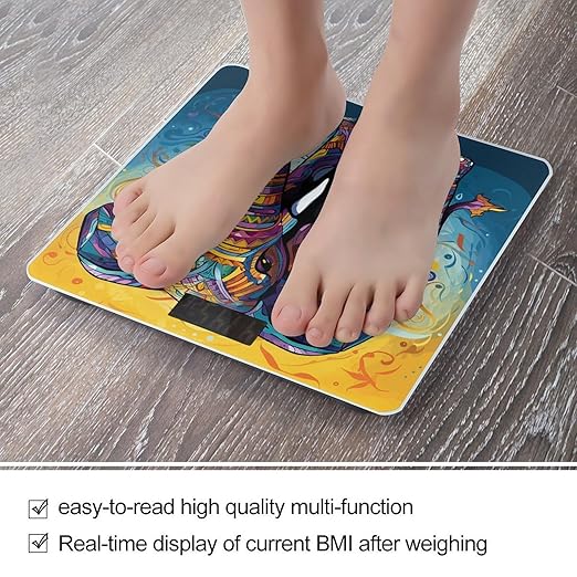 Colorful Elephant Bathroom Scale Rounded Smart Scale for Body Weight Automatic Power On/Off Weight Scales Accurate Bathroom Digital Scales for Pet Home Bedroom Kitchen