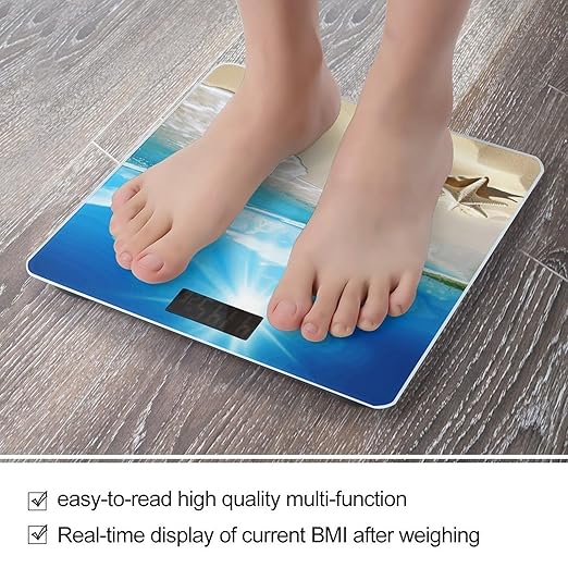 Bright Sunshine Summer Beach Weight Scale for Body Weight Digital Bathroom Scale High Capacity Accurate Digital Weighing Scales and Easy-to-Read on Backlit LCD Display Scales