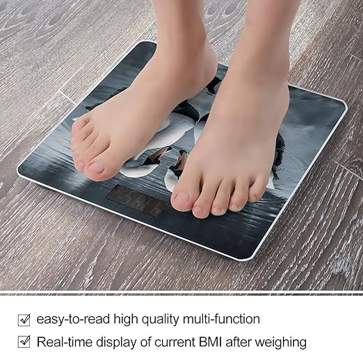 Geese on The River Scale for Body Weight Anti-Slip Tempered Glass Digital Bathroom Scales Clear LCD Display Weighing Scale Safe Rounded Corners Smart Scales