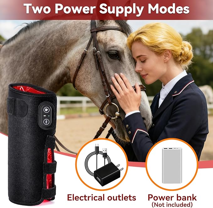 Portable Red Light Therapy for Horse Legs Relieves Joint Stiffness and Promotes Muscle Recovery in Horses (Black 2 Pcs)