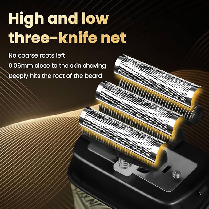Foil Shavers for Men Electric Razor with Triple Blades LED Display Cordless Rechargeable Shavers for Men Men's Foil Shaver for Close Shave Dry &amp Wet Shave