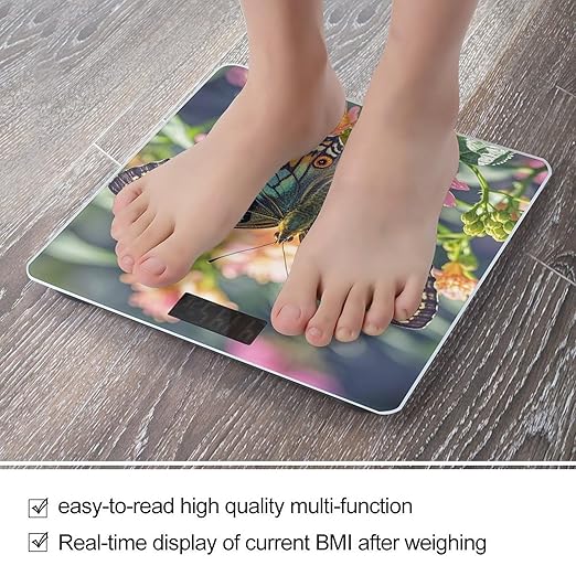 Butterfly Scale for Body Weight Highly Accurate Digital Bathroom Body Scale Digital Bathroom Scales for People Anti-Slip Large LCD Display Smart Scales